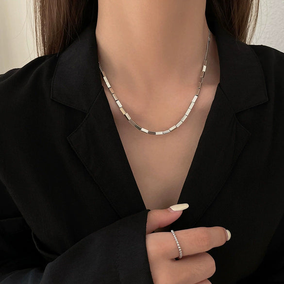 Titanium Steel Square Non Fading Hip Hop Necklace For Men And Women Trendy Personality Sweater Chain Accessories