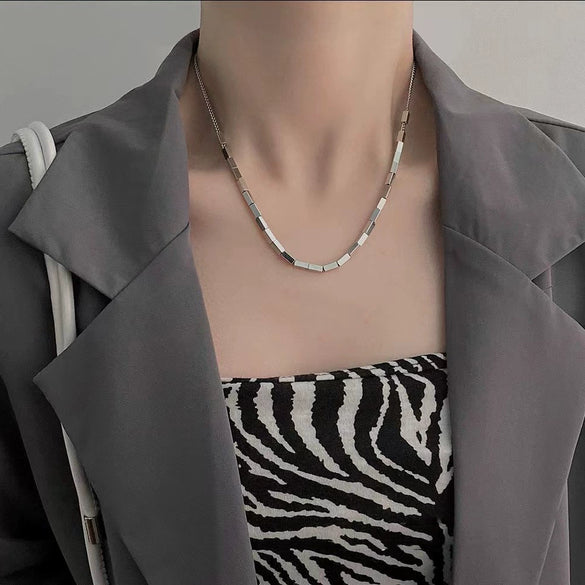 Titanium Steel Square Non Fading Hip Hop Necklace For Men And Women Trendy Personality Sweater Chain Accessories