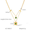 Titanium Steel Square Pendant Double Chain Necklace For Women With Geometric Pattern And Electroplating Treatment