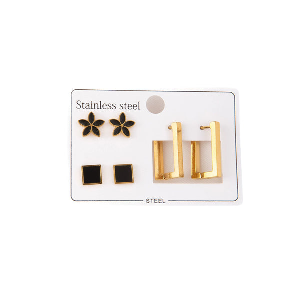 Titanium Steel Square Rectangular Geometric Electroplated Women's Earrings Simple Style
