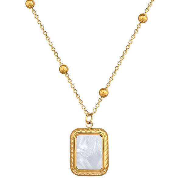 Titanium Steel Square Shell Minimalist Wind Furnace Real Gold Electroplated Cartoon Geometric Unisex Necklace