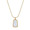 Titanium Steel Square Shell Snake Bone Chain Furnace Real Gold Plated Cartoon Flower Women's Clavicle Necklace