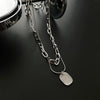 Titanium Steel Square Snake Bone Chain Double Layer Overlapping Collarbone Necklace With Geometric Pattern Light Luxury Style Jewelry For Female