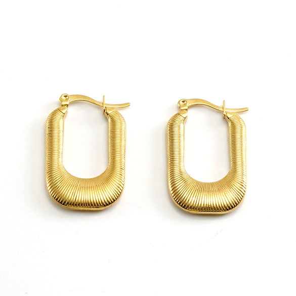 Titanium Steel Square Thread Ushaped Geometric Ear Stud Earrings Electroplated With Gold