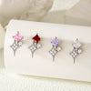 Titanium Steel Square Zircon Inlaid Sparkling Star Double Head Screw Ear Nail Women's Lovely Earrings