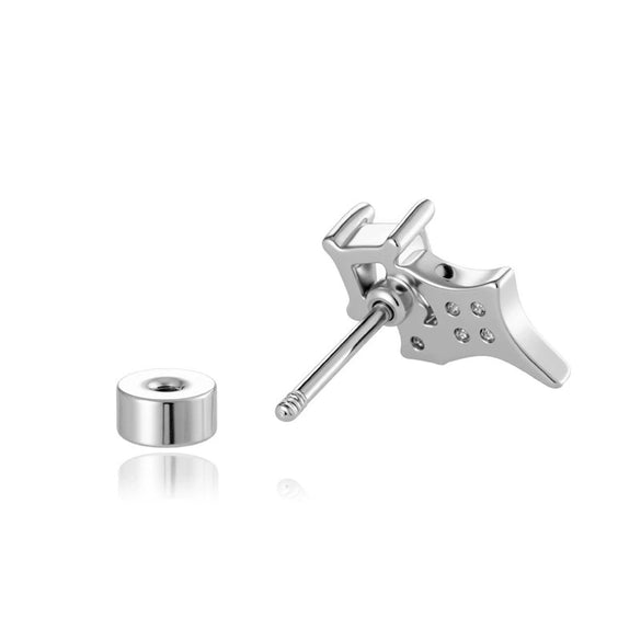 Titanium Steel Square Zircon Inlaid Sparkling Star Double Head Screw Ear Nail Women's Lovely Earrings