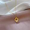Titanium Steel Square Zircon Normcore Style Electroplated Cartoon Geometric Unisex Necklace