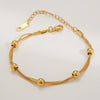 Titanium Steel Stacked Women's Minimalist Bracelet With Gold Bead And Gold Chain 18K Electroplated