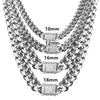 Titanium Steel Stainless Steel Cuban Chain Hiphop Geometric Microinlaid White Diamond Clasp Encrypted Necklace With Polishing And Electroplating For Men