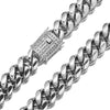 Titanium Steel Stainless Steel Cuban Chain Hiphop Geometric Microinlaid White Diamond Clasp Encrypted Necklace With Polishing And Electroplating For Men