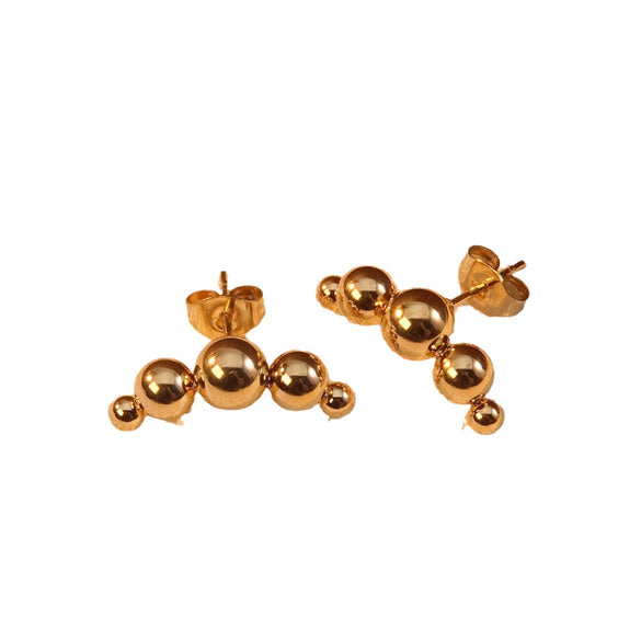 Titanium Steel Stainless Steel Geometric Round Ball Electroplated Earrings