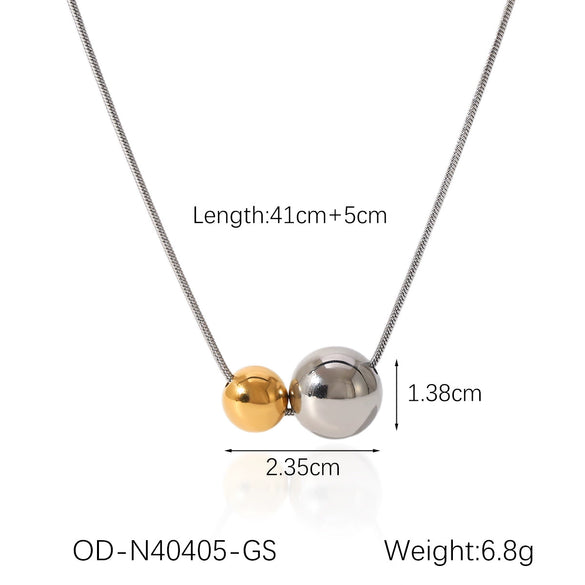 Titanium Steel Stainless Steel Geometric Round Bead Pendant Necklace For Women With Vacuum Plating