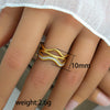 Titanium Steel Stainless Steel Geometric Round Ring With Black And White Enamel Real Gold Plating Retro Opening Nonfading Oil Dripping For Women