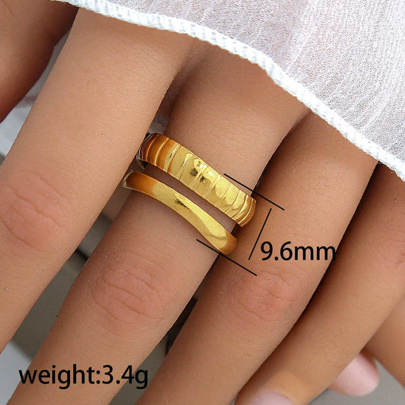 Titanium Steel Stainless Steel Geometric Round Ring With Black And White Enamel Real Gold Plating Retro Opening Nonfading Oil Dripping For Women