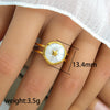 Titanium Steel Stainless Steel Geometric Round Ring With Black And White Enamel Real Gold Plating Retro Opening Nonfading Oil Dripping For Women