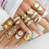 Titanium Steel Stainless Steel Geometric Round Ring With Black And White Enamel Real Gold Plating Retro Opening Nonfading Oil Dripping For Women