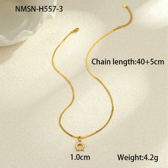 Titanium Steel Stainless Steel Geometric Zircon Pendant Necklace 18K Gold Plated Women's Fashion Minimalist Neck Accessory