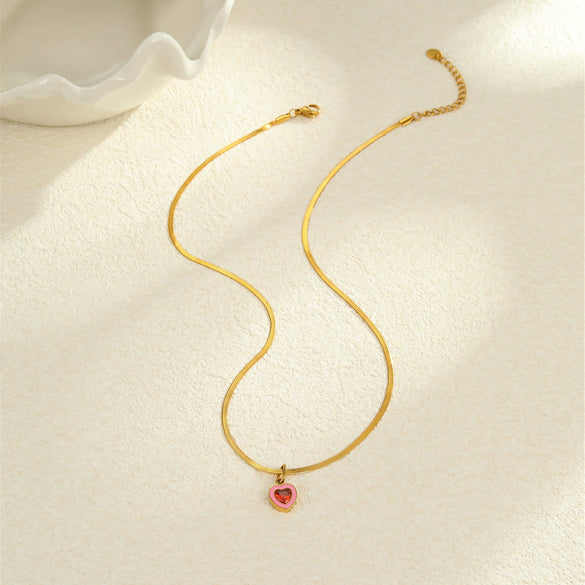 Titanium Steel Stainless Steel Geometric Zircon Pendant Necklace 18K Gold Plated Women's Fashion Minimalist Neck Accessory
