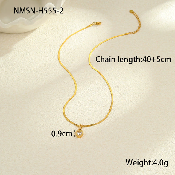 Titanium Steel Stainless Steel Geometric Zircon Pendant Necklace 18K Gold Plated Women's Fashion Minimalist Neck Accessory