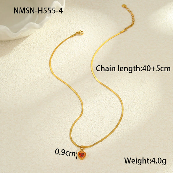 Titanium Steel Stainless Steel Geometric Zircon Pendant Necklace 18K Gold Plated Women's Fashion Minimalist Neck Accessory