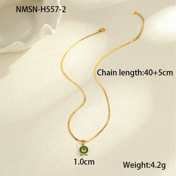 Titanium Steel Stainless Steel Geometric Zircon Pendant Necklace 18K Gold Plated Women's Fashion Minimalist Neck Accessory