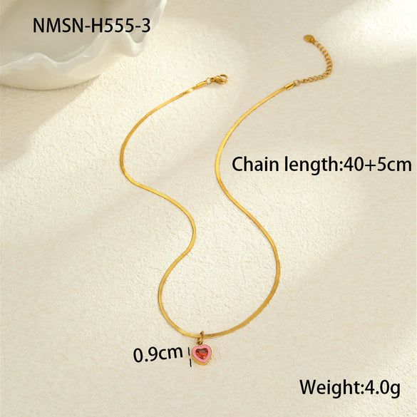 Titanium Steel Stainless Steel Geometric Zircon Pendant Necklace 18K Gold Plated Women's Fashion Minimalist Neck Accessory