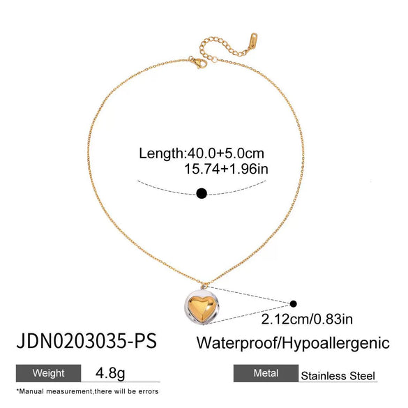 Titanium Steel Stainless Steel Heart Pendant Necklace With Geometric Pattern And Electroplating For Women Light Luxury Highend Style