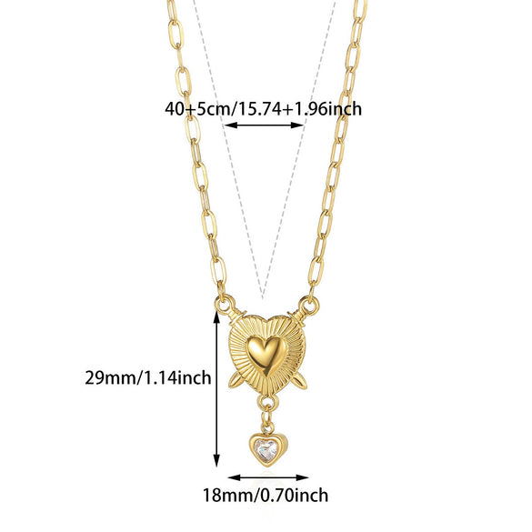 Titanium Steel Stainless Steel Heart Shaped Necklace With Zircon Insect Geometric Pattern And Diamond Design