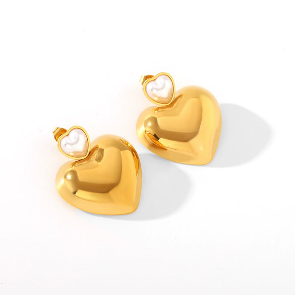 Titanium Steel Stainless Steel Imitation Pearl Love Heartshaped Jewelry Set With Pearls And Vacuum Plated Featuring Love Water Drop And Bell Patterns