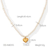 Titanium Steel Stainless Steel Imitation Pearl Love Heartshaped Jewelry Set With Pearls And Vacuum Plated Featuring Love Water Drop And Bell Patterns