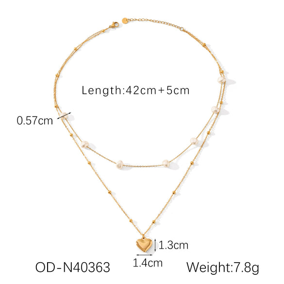 Titanium Steel Stainless Steel Imitation Pearl Love Heartshaped Jewelry Set With Pearls And Vacuum Plated Featuring Love Water Drop And Bell Patterns