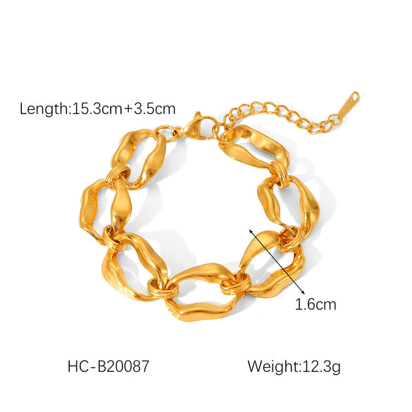 Titanium Steel Stainless Steel Irregular Chain Bracelet For Women With Geometric Pattern And Electroplating Treatment