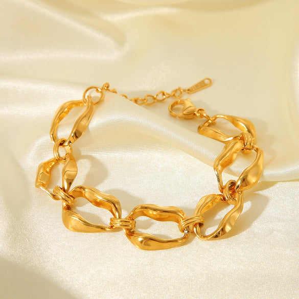 Titanium Steel Stainless Steel Irregular Chain Bracelet For Women With Geometric Pattern And Electroplating Treatment
