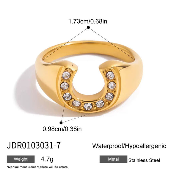 Titanium Steel Stainless Steel Ushaped Electroplated Zircon Ring Niche Design Sports Style Geometric