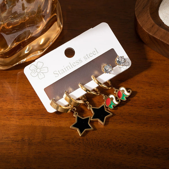 Titanium Steel Star Elephant Earrings With Electroplating