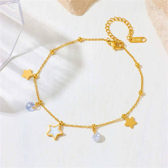 Titanium Steel Star Love Water Drops Bell Necklace Bracelet Earrings Jewelry Set