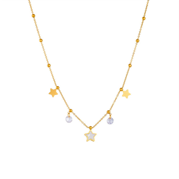 Titanium Steel Star Love Water Drops Bell Necklace Bracelet Earrings Jewelry Set