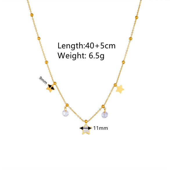 Titanium Steel Star Love Water Drops Bell Necklace Bracelet Earrings Jewelry Set