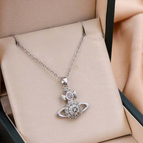 Titanium Steel Star Shape Light Luxury Electroplated Saturn Necklace