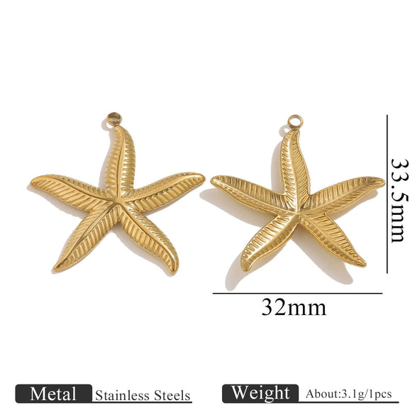 Titanium Steel Starfish Conch Pendant Necklace Accessories Electroplating