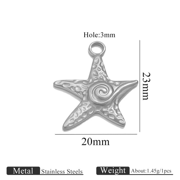 Titanium Steel Starfish Conch Pendant Necklace Accessories Electroplating