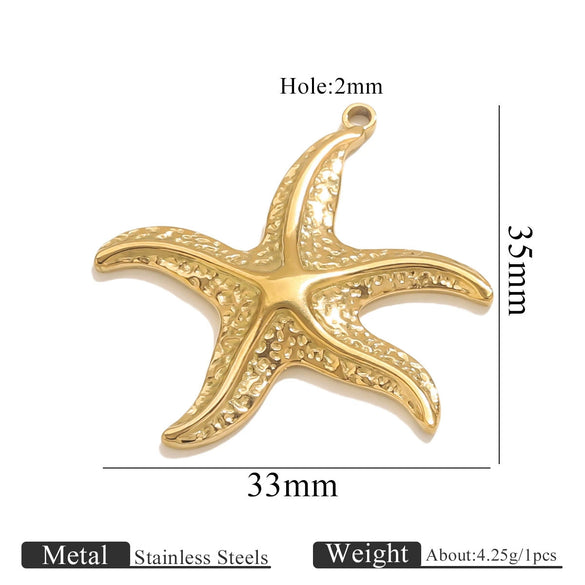 Titanium Steel Starfish Conch Pendant Necklace Accessories Electroplating
