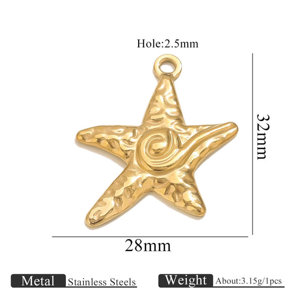 Titanium Steel Starfish Conch Pendant Necklace Accessories Electroplating