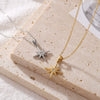 Titanium Steel Starshaped Pendant Necklace With Inlaid Zircon Electroplated Minimalist Geometric Style