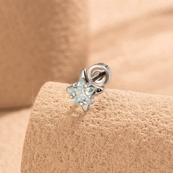 Titanium Steel Starshaped Zirconia Earrings For Women Versatile Style