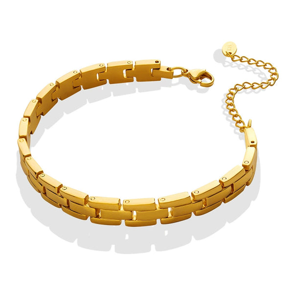 316L Stainless Steel Strap Bracelet Geometric Hip Hop Trendy Unisex Electroplated