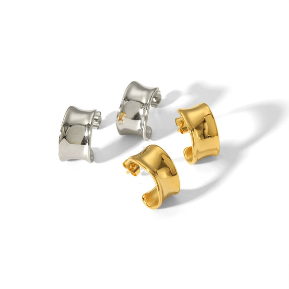 Titanium Steel Stud Earrings Geometric Cshaped Electroplated Fashion Style