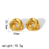 Titanium Steel Stud Earrings Geometric Style 18K Gold Twist Electroplated