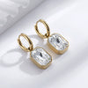Titanium Steel Sugar Cube Zircon Geometric Style Earrings