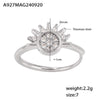316L Stainless Steel Sun And Moon Zircon Ring With Geometric Pattern Electroplated Stylish Women's Tail Ring